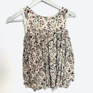 Altar’d State Baby Doll Tank Convertible Botanic Floral Ivory Green Red Y2K L